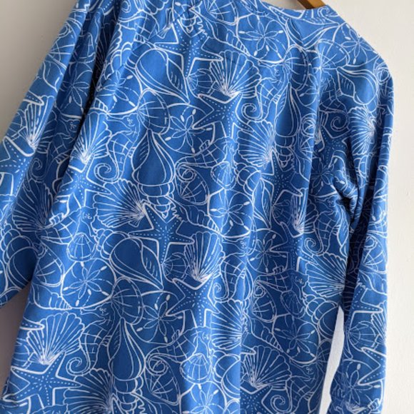 D & Co. Blue and White Seashell Print Sweatshirt Size 1X - Picture 3 of 8